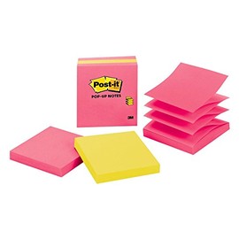 Post-it Pop-up Notes, 3x3 in, 3 Pads, America's #1 Favorite Sticky Notes, Jaipur Collection, Bold Colors (Green, Yellow, Orange, Purple, Blue), Clean Removal, Recyclable (3301-3AU-FF)
