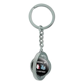 GRAPHICS & MORE Survival of the Fattest Unicorn Chubby Rhino Fittest Pun Funny Humor Keychain Spinning Round Chrome Plated Metal