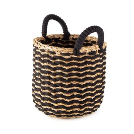 Compactor Flora Seagrass Storage Basket, Medium, 25 x Ø 25 cm, Black/Brown, RAN10562