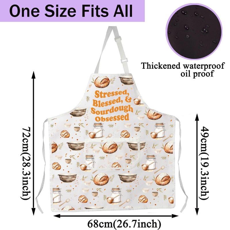 CENWA Stressed Blessed & Sourdough Obsessed Bread Baking Apron Baker