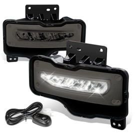 DNA MOTORING FL-ZTL-372-SM Pair of LED Fog Lights with Wiring Harness & Switch Compatible with 16-18 GMC Sierra 1500/2018 Sierra 1500 Limited,Smoked Lens