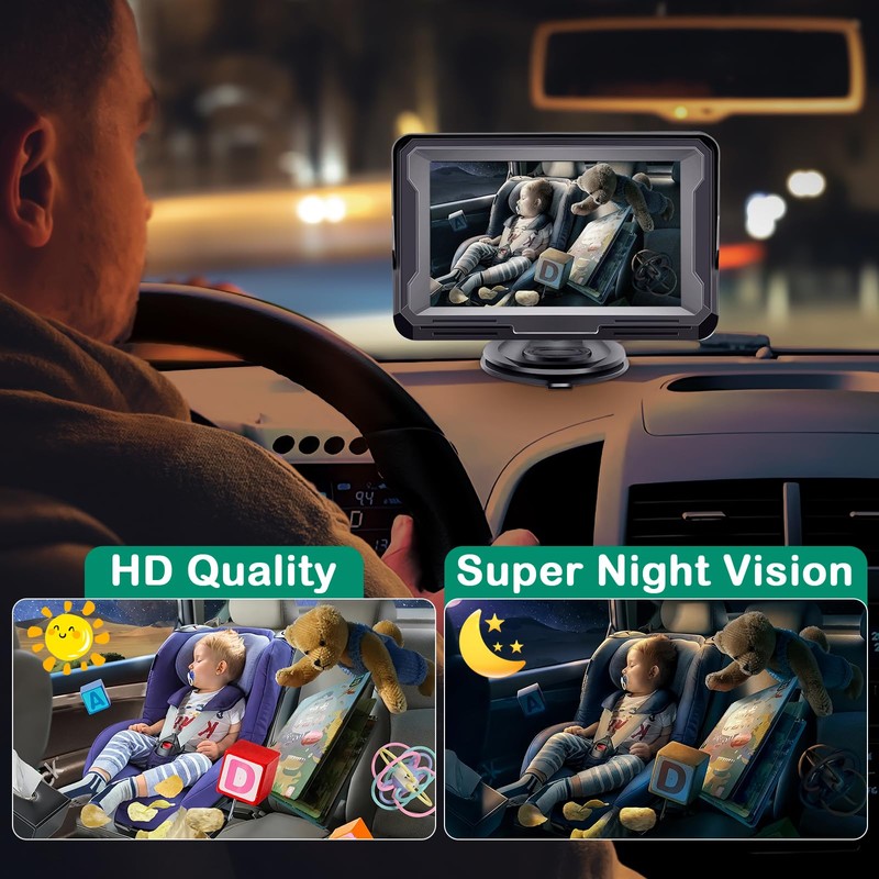 AMTIFO Baby Car Camera with 4.3’’ Wired Display:1080P HD Rear-Facing