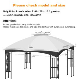10x12 Canopy Replacement Top, Double Tiered Gazebo Cover with Air Vent Heavy Duty, Waterproof Gazebo Roof with Upgraded 300D Polyester for Outdoor Patio Garden Canopy, Grey