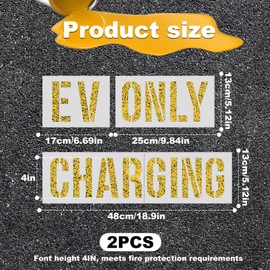 6pcs EV CHARGING ONLY Pavement Stencil, 4 inches Electric Vehicle Charging Station Stencil Reusable Ev Parking Stencil Large Wall Stencils for Painting Parking Lots