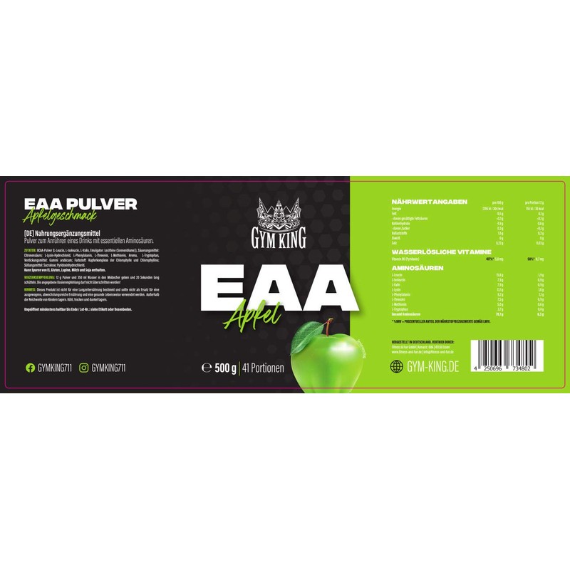 GYM KING EAA Essential Amino Acid Powder 500g Tin