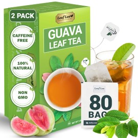 LeafLea Guava Leaf Tea, 80 Fresh-Sealed Tea Bags, Herbal Tea Made from Natural Guava Leaves (Hojas de Guayaba), Digestive Support & Immune Balance, Caffeine-Free, Sugar-Free, Pack of 2