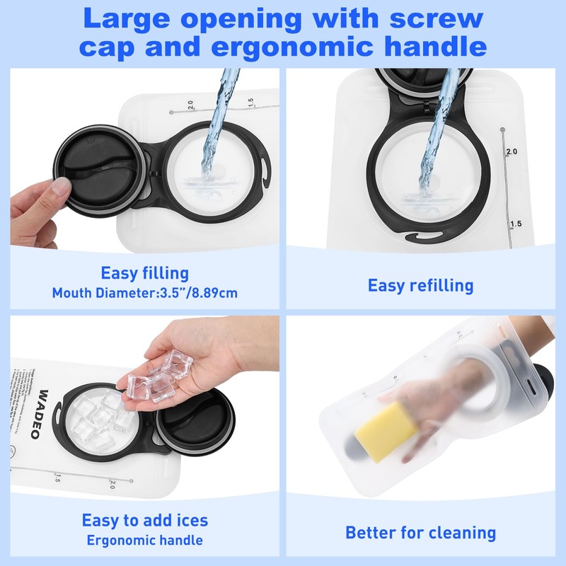 WADEO Hydration Bladder 2L, Leak Proof Water Bladder with Clean
