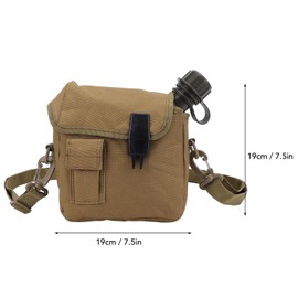 Zunate Outdoor Water Bottle - 1.5L Portable Water Canteen with Waist Bag, Multi Fuctional Flat Camping Water Bottle for Surplus or Bushcraft Gear (Khaki)