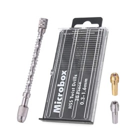 Saipor Mini Hand Drill Set Pin Vise + 20 Pieces Hand Drill Spiral Drill 0.3-1.6 mm Micro Drill Set + 2 Pieces Micro Drill Chuck for DIY Drilling, Model Making, Hand Drill Metal Wood
