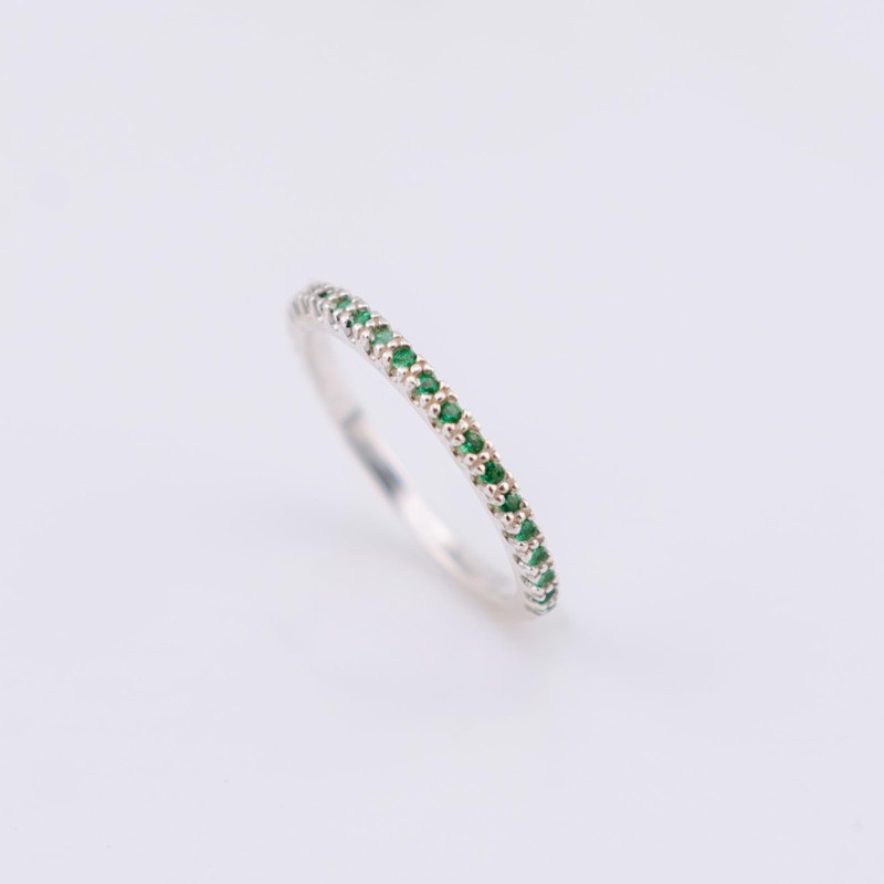 925 Sterling Silver Eternity Ring For Women | Simulated Emerald