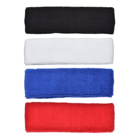 Cosmos 4 Pcs Basketball Headband Sports Sweatband Head Sweat Band for Men Women Sports Athletics Workout Exercise Basketball Running Tennis, Cotton, 4 Colors
