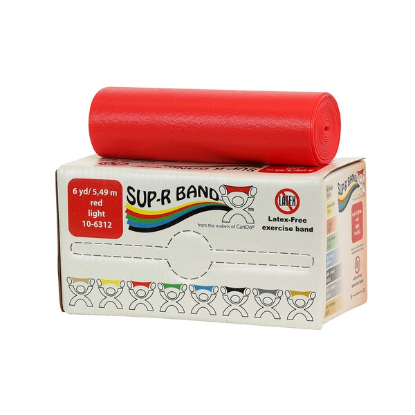 CanDo Sup-R Latex Free Exercise Band, 6 yd Roll, Red, Light
