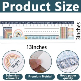 30pcs Desk Name Tags for Classroom,Student Name Labels with Alphabet,Multiplication,Number Line 1-120,Traditional Manuscript Desk Name Tags Classroom Essentials Back to School Decorations(13''x 3'')