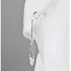 Clip on dream catcher earrings silver with turquoise bead metal