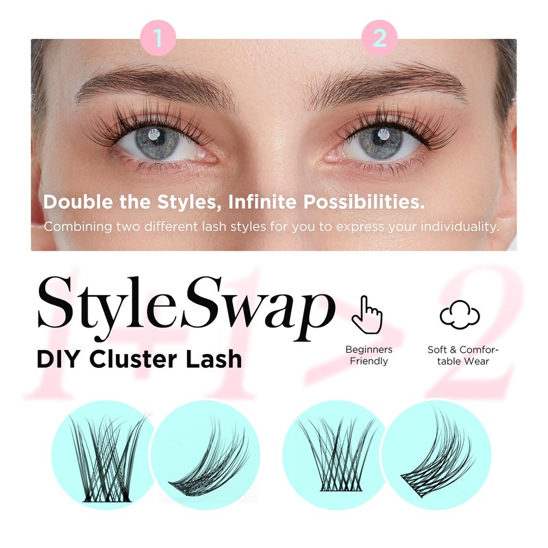 BEYELIAN CDD01+ CDD09 Individual Eyelashes, Cluster Eyelashes, 144 Pieces, 10-16