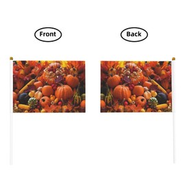 Set 6 5.5"x8.2" Mini Flag on Stick, Thanksgiving Pumpkins Fruit Double Sided Hand Held Small Banner for Garden Decoration,Competition,Team,Holiday