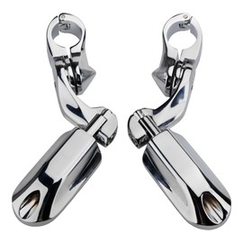 VG MOTO Motorcycle 1.25" Short Angled Highway Footpegs Adjustable Footrests with Clamps Mounts kit Compatible with Harley Touring Sportster Softail Road Glide Street Glide with 1 1/4 inch Engine Guard