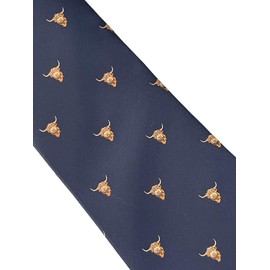 Frederick Thomas Men's Navy Blue Highland Cow Necktie, 8cm Classic Width, Wedding Formal Tie
