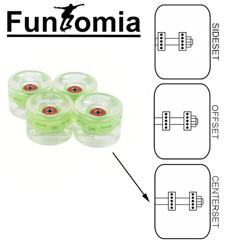 FunTomia Pack of 4 (LED) Longboard/Skateboard Wheels (Big Wheels) in
