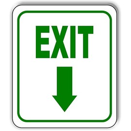 EXIT DIRECTIONAL DOWNWARD ARROW GREEN Aluminum Composite Outdoor Sign 8.5" x10"