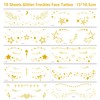 FloralGrace Pack of 10 Golden Glitter Tattoo Stickers for Freckles,