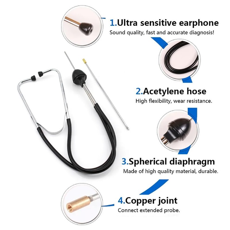 BEANPRECOY Automotive Mechanics Stethoscope Engine Tester Cylinder Stethoscope Noise Abnormal