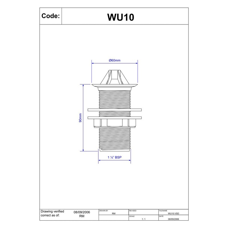 McAlpine WU10 Domed Flange Urinal Waste, White