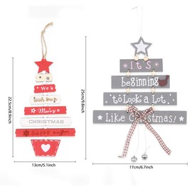 Christmas Decorations Sale,6 Pcs Christmas Tree Wood Ornaments Wooden Pendants Hanging Kit for Christmas Tree Home Decorations