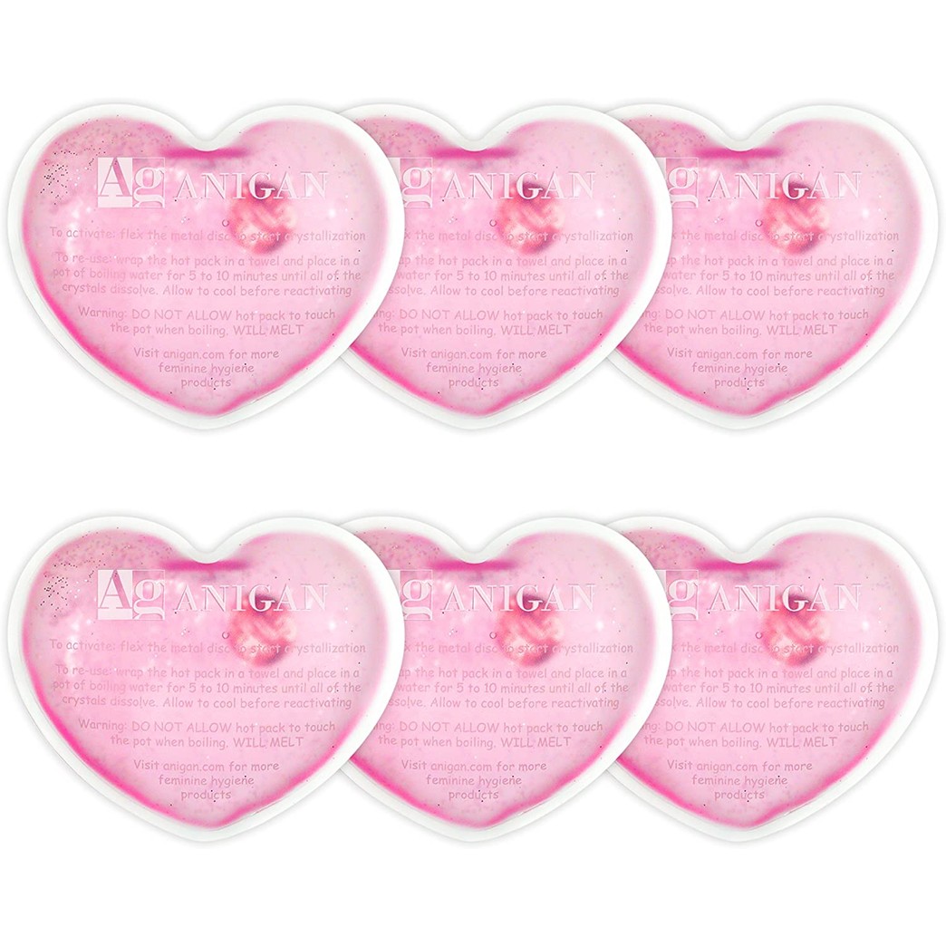 Anigan Reusable 6 Pack Heart Shape Instant 4"X3.25" Hand Warmers (Newly Launched)