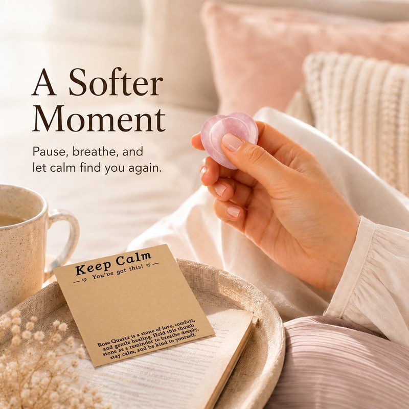 Heart Worry Stone, Encouragement Pocket Hug with Inspirational Card