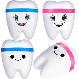 4Pcs Tooth Stress Balls Toys, Giant Cartoon Tooth Stress Balls for Children's Party Gifts