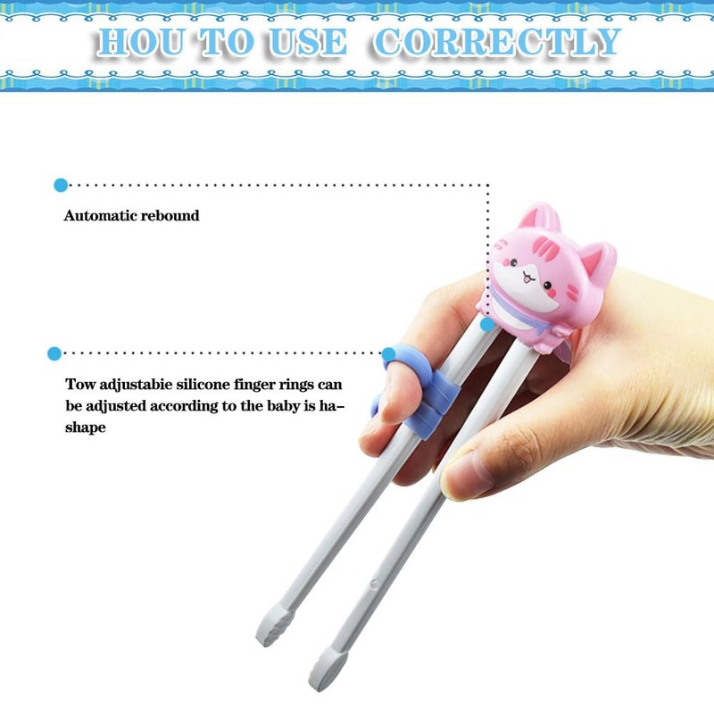 Quimoy 2 Pairs Chopsticks for Kids, Automatic Rebound Kids Chopsticks