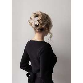 Large Flower Hair Clips for Women, Flower Hair Claw Clips for Thick Hair, Nonslip Hawaiian Hair clips, Cute Jaw Clips, Hair Accessories (two each of black, dark brown, beige, blue and pink)