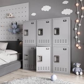 BUTISOW 19.7" H Locker Storage - Metal Locker with Lockable Door, Small for Office, Employees and Kids - Gray - Assembly Required