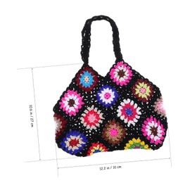 NOLITOY Handmade Crochet Shoulder Bag Aesthetic Tote Bag for Women Floral Design Durable Canvas Summer Beach Purse Stylish Accessory for Daily Use