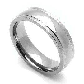 DoubleAccent 6MM Comfort Fit Titanium Wedding Band High Polish Domed Ring (Size 7 to 14) Size 14