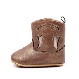 Kuner Baby Cowboy Boots Western Boots Toddler Cowboy Bootie Soft Sole Non-Slip Crib Shoes for Infant Boys Girls 0-18 Months(BJZ4071-zongse-12,0-6months)