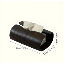 Tissue Box Cover Rectangle，Elegant Resin 7.9" x 5.3" Facial Tissue Holder Covers ，Home Decor Travertine Stone Look Paper Holder Dispenser for Living Room Hotel Office Restaurant Cafe (Black)