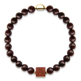Voguedeco Garnet Bracelet for Women - Good Karma and Luck Bracelet with 18K Gold-Plated Moon Separator Bead - Renew & Energize - Garnet January Birthstone (6MM Real Garnet Beads)