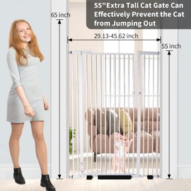 NexusSmash 55.1 inch Extra Tall Pet Gate Baby Gate, Extra Wide Adjustable 29.13"-45.62", Pressure Mounted Walk Through Swing Safety Dog Gate for Stairs, Doorways, Kitchen, White