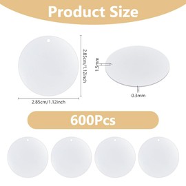 DICOSMETIC Pack of 600 Large Sequins in Flat Round Shape in Bulk 28.5 mm PVC Sequins Silver Embroidery Craft Sequins for Clothes Shoes Dresses DIY Sewing Accessories Bore: 1.5 mm