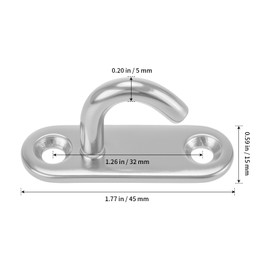 HONYUET 24 Pack 45x15mm Stainless Steel Ceiling Hooks M5, Heavy Duty Oval Open Hooks Pad Eye Plate with Screws, Wall Mount Ceiling Hooks for Hanging Plants, Swings, Hammocks, Boat Rigging Marine Deck