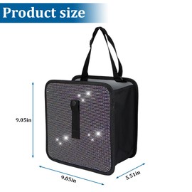 XINLIYA Car Foldable Trash Can, Bling Rhinestone Crystal Auto Hanging Waterproof Leakproof Garbage Bin, Vehicle Waste Basket Dustbin, Multipurpose Car Organizer Accessories for SUV Truck RV（AB）