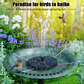 GAIZERL Solar Bird Bath Fountains Upgraded, 4W Solar Powered Water Fountain Pump with 4000 Battery, 7 Nozzles & 4 Fixers, Colorful LED Lights for Garden, Pond, Swimming Pool, Fish Tank, and Outdoor