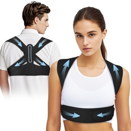 TEE TEA Shoulder Posture Corrector for Women & Men – Adjustable Upper Back Support Brace for Neck, Shoulder Muscle Relief – Comfortable & Invisible Design – Improve Posture & Alleviate Discomfort (Black, S/M)