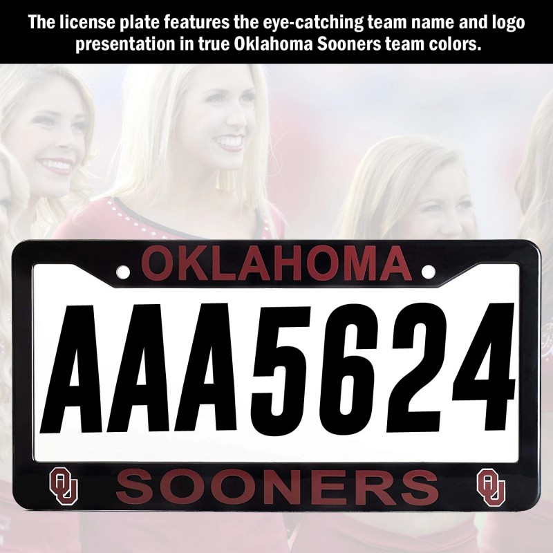 EliteAuto3K Oklahoma Sooners Black License Plate Frame Cover - EliteAuto3K