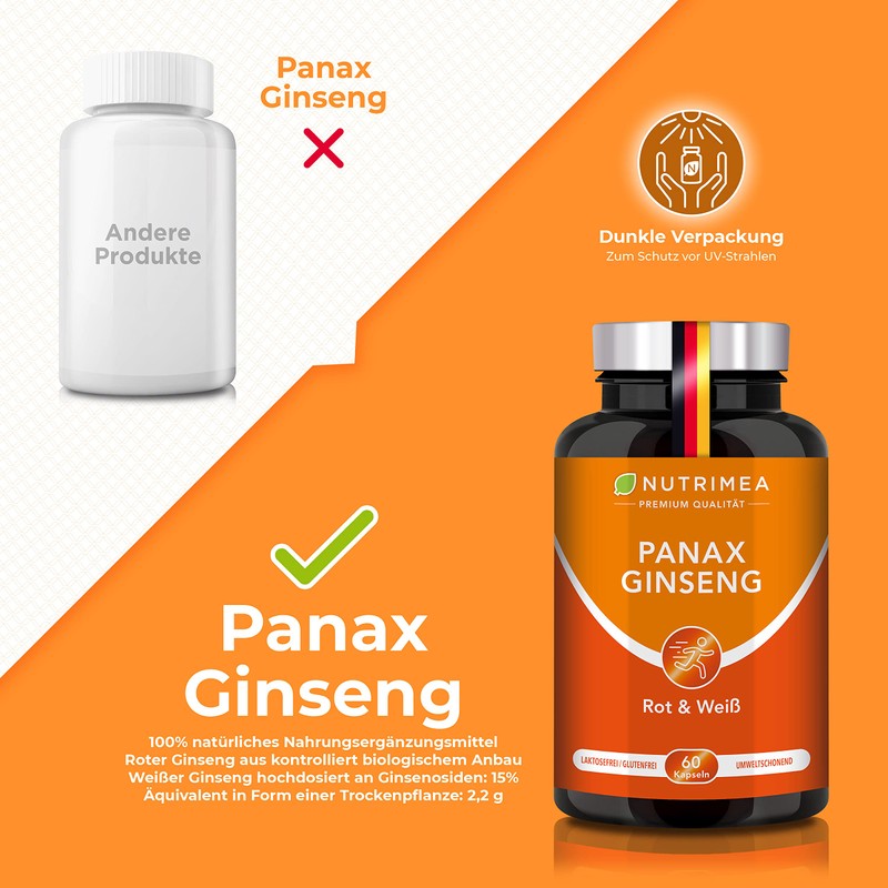 Red Ginseng Organic Capsules - 100% Natural Red and White