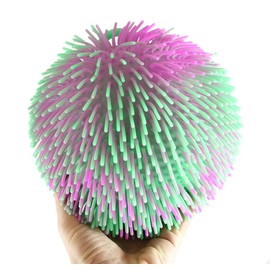 Curious Minds Busy Bags 1 Multi-Color Tie Dye Swirl Jumbo 8" Puffer Ball - Sensory Therapy Fidget Stress Balls - OT Autism SPD (1 Pink and Teal Ball)