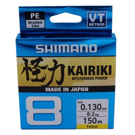 Shimano Line Kairiki 8 - Lenza da pesca, 150 m, 0,215 mm, 20,8 kg, colore: Giallo