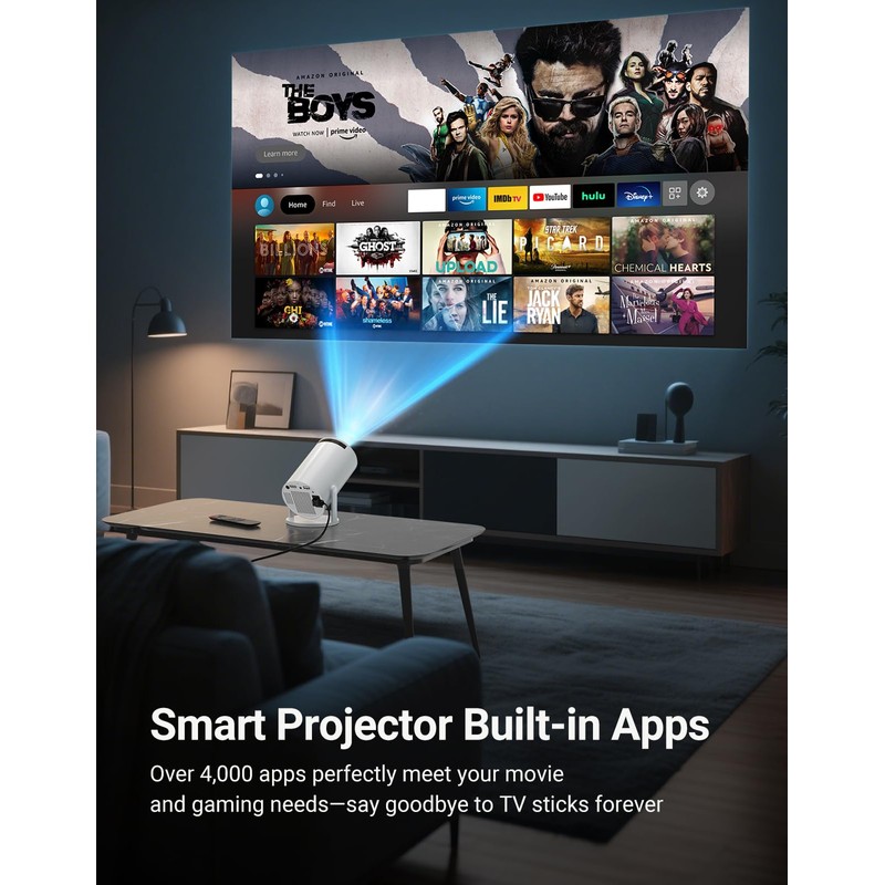 Mini Projector 180LM with WiFi 6 & BT 5.2 Native
